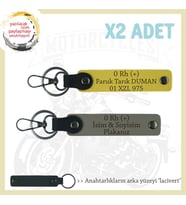 Sürücülere, İsim Plaka ve 0 Rh (+) Kan Grubu Yazılı Kişiye Özel x2 Anahtarlık Set, Kül Gri-Sarı-Laci (Çok Renkli)