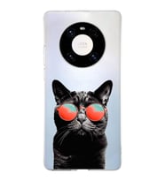 PrintiFy Huawei Mate 40 Pro ile Uyumlu 1mm Slim Fit Kedi 3 050d Baskılı Şeffaf  Kılıf