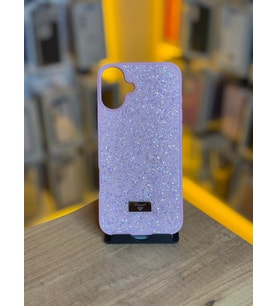 İPhone 16 Plus Uyumlu Taş Desenli Silikon Yumuşak Kılıf (Pembe)