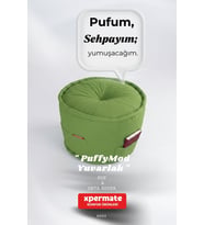 Dekoratif Yuvarlak Puf Orta Sehpa Puf 60x42 Cm Puffymod (Yeşil)