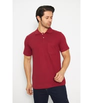 T-shirt Polo Yaka Kısakol %100 Pamuk Cepli Bordo