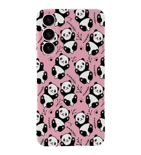 Samsung Galaxy S23 Plus Uyumlu Lansman Kılıf Panda Tasarımlı İçi Kadife Kapak-Pembe (Şeffaf)