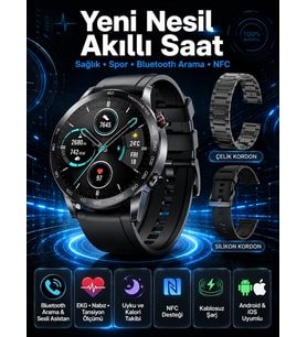 Suya Dayanıklı Dokunmatik Akıllı Saat Bluetooth 5.0, Sesli Asistan Ve Sağlık Takibi