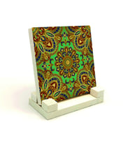 Mandala DesenBaskılı Doğaltaş Masaüstlük