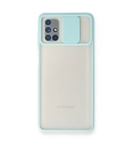 Samsung Galaxy M51 Kılıf Palm Buzlu Kamera Sürgülü Silikon - Turkuaz
