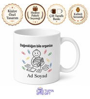 Ataç Desenli Ofis Çalışanı Kupası Dağınık Dosya Temalı Hediye Bardak