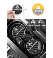Citroen C4 Grand Picasso Siyah Karbon 7 cm Bardak Altlığı Citroen Yazılı C4 Grand Picasso Logolu 2 Adet Dayanıklı Şık Tasarım