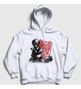 Presmono Unisex Beyaz Bite Anime Attack On Titan Kapüşonlu Sweatshirt 123361tt