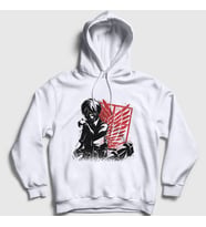 Presmono Unisex Beyaz Bite Anime Attack On Titan Kapüşonlu Sweatshirt 123361tt