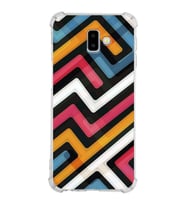 Samsung Galaxy J6 Plus  Köşe Korumalı Antişok Kapak Labirent Grafiti Tasarımlı Şeffaf  Kılıf