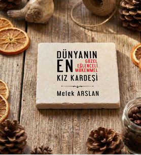 Kişiye Özel Kız Kardeşe Hediye Bardak Altlığı Doğum Günü Hediyesi (Krem)