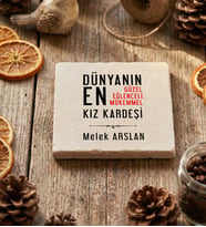 Kişiye Özel Kız Kardeşe Hediye Bardak Altlığı Doğum Günü Hediyesi (Krem)