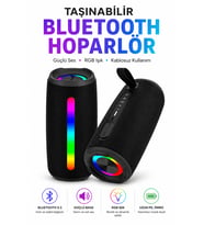RGB Işıklı Bluetooth Hoparlör 16W Güçlü Bass TF Kart AUX FM Radyo Taşınabilir Speaker