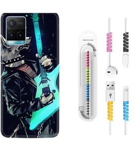 Vivo Y11S Y21S Y20 Y20S Y70 Kılıf Kablo Koruma Spiral Silikon Dog Guitar 1789