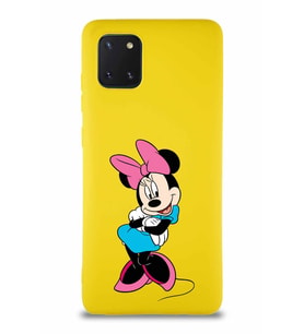 Samsung Galaxy Note 10 Lite Soft Premier Kapak Minnie Mouse-D Tasarımlı Silikon Kılıf - Sarı (Şeffaf)