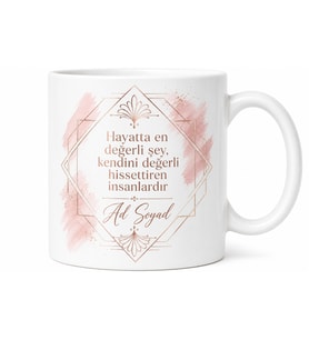 İsimli Pembe Altın Tasarım Baskılı Kupa Bardak Kişiye Özel Hediye