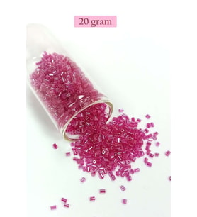Kesme Cam Boncuk 2mm - 20 Gram - Şeffaf Koyu Pembe -BNC346