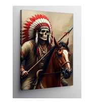 Kanvas Tablo Kızılderili Iskelet Ve At 100 X 140 Cnvsdkey-125709-100-140