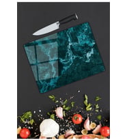 Yeşil Mermer Görünümlü  Cam Kesme  ve Sunum Tahtası  25 Cm X 35 Cm