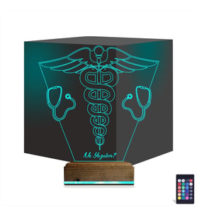 Luvivia Doktor Tıp Logo Kişiye Özel 3D Lamba - Masa Gece Lambası