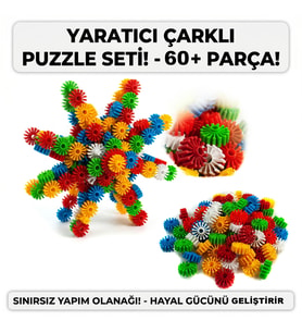 Çocuklar İçin Çarklı Puzzle Seti - El Becerisi ve Hayal Gücü Geliştirici 60 Parça