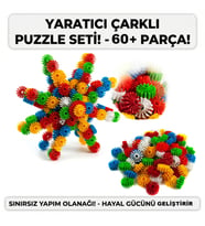 Çocuklar İçin Çarklı Puzzle Seti - El Becerisi ve Hayal Gücü Geliştirici 60 Parça