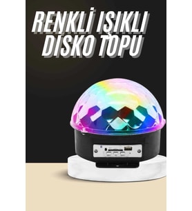 Mey İthalat® Led Işık Disko Topu Bluetooth Hoparlörlü Usb Müzik Çalar Kumandalı