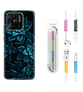 Xiaomi Poco X3 Pro M4 Pro X4 Pro C40 10C Kılıf Kablo Koruma Spiral Silikon Mistik Çiçekler 1650