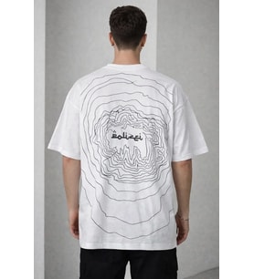 Erkek Kısa Kol Yazlık Tişört Bisiklet Yaka Baskılı Oversize T-Shirt - Beyaz