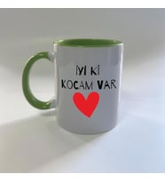 İyi Ki Kocam Var Baskılı Yeşil Mega Sevgililer Günü Kupası