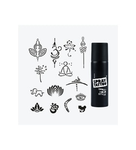 Goa City Pack Spray Tattoo Geçici Dövme Seti 14 Desen 1 Siyah Sprey