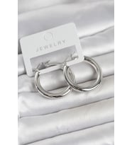 Gümüş Renk Pirinç Halka 30 mm Kadın Küpe