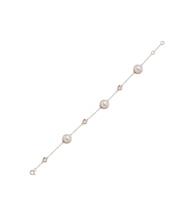 Üç Doğal İncili Zirkon Taşlı Bileklik (Rose)