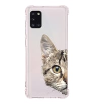 Samsung Galaxy A31 Uyumlu Köşe Korumalı Antişok Kapak Catface Tasarımlı Şeffaf Silikon Kılıf