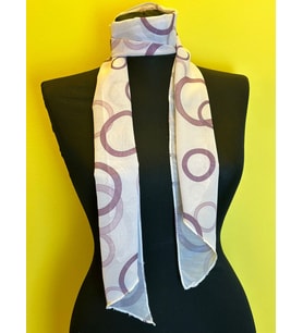 HALKA DESENLİ TÜL KADIN FULAR SAÇ BANDI BANDANA 140X20 CM (Mor)