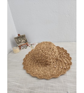 Baş Çevresi 58 Cm İle Uyumlu, Kağıt İp, Kadın Şapkası  Ham (Açık Kahverengi)