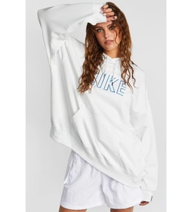 Nike Oversized Pullover Hoodie White Bol Kapüşonlu Unisex Sweatshirt Beyaz