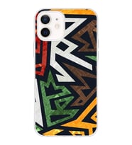 Apple iPhone 12 Mini Uyumlu Kapak  Soyut Grafiti Tasarımlı Şeffaf Silikon Kılıf