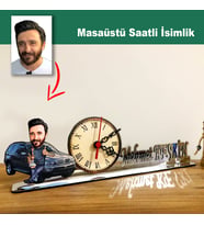Karikatür Erkek Nargile, Galerici, Rent-Acar Model Masaüstü Saatli İsimlik m6