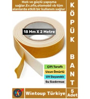 İç Mekan Süper Güçlü Yapışkan Duvar Ahşap Çok Yönlü Çift Taraflı Köpük Bant 18 Mm X 2 Metre 5 Adet