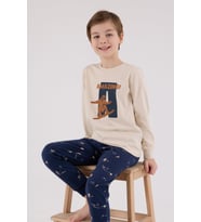 Arnetta Garson Erkek Çocuk Amazing %100 Pamuk 4 Mevsim Baba-Oğul Uzun Kollu Pijama Takım