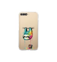 Huawei Y6 2018 ile Uyumlu Splash Tembel Hayvan Tasarımlı Şeffaf Silikon Kılıf
