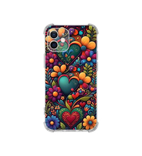 PrintiFy Apple iPhone 12 ile Uyumlu Düşlerin Dansı Serisi Çiçeklerin Dansı Tasarımlı Uv Baskılı Köşe Korumalı Antişok Kılıf