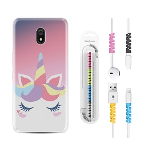 Xiaomi Redmi 8A 8 Pro 9C 9T 10C 11T Pro Kılıf Kablo Koruma Spiral Silikon Sweety Unicorn 1737