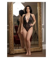 #FanteziBabydoll Şık Tasarım Dantelli Transparan Esnek Kristal Detaylı Kadın Gece Siyah Taşlı Bodysu