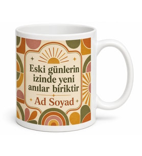 Retro Desenli Kişiye Özel Baskılı Kupa Bardak Nostaljik Hediye
