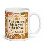 Retro Desenli Kişiye Özel Baskılı Kupa Bardak Nostaljik Hediye