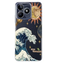 Realme C53 Uyumlu Güneş ve Dalga Desenli Şeffaf Telefon Kılıfı