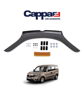 CAPPAFE Fiat Doblo Ön Kaput Koruyucu Rüzgarlık 4mm Parlak Siyah 2015-›