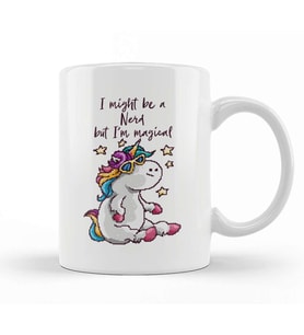 I May Be A Nerd But Im Magical Unicorn Pixel Art Kupa Bardak Porselen